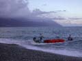 raft bring the fish ashore